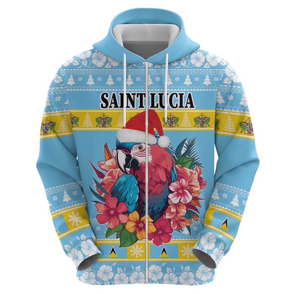 Saint Lucia Christmas Hoodie Saint Lucian Parrot With Hibiscus Flowers LT18