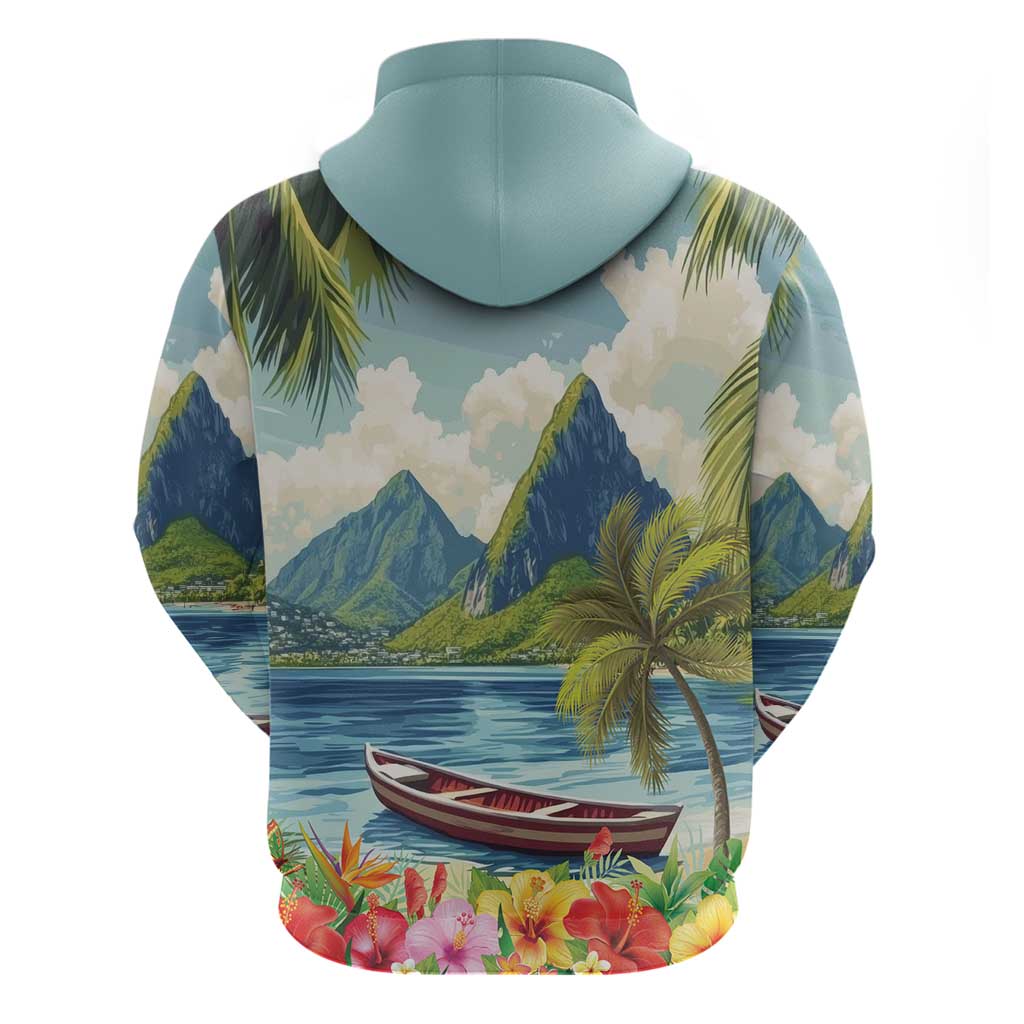 Pitons Saint Lucia Hoodie Hibiscus Flowers LT18