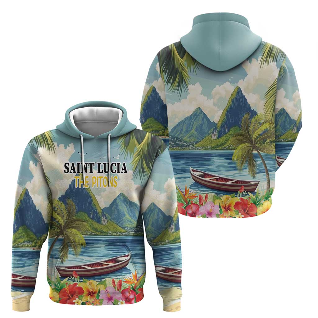 Pitons Saint Lucia Hoodie Hibiscus Flowers LT18