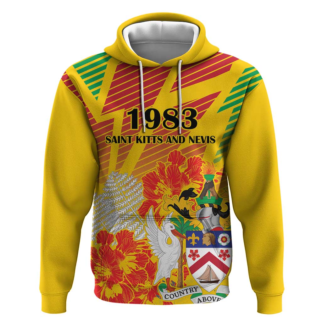 Personalized Saint Kitts and Nevis Poinciana Flowers Hoodie With Coat Of Arms LT18