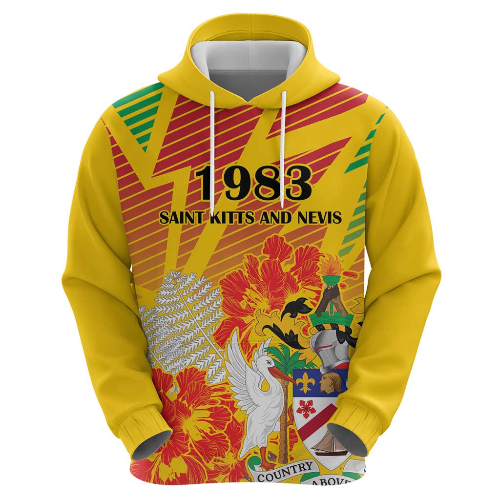 Personalized Saint Kitts and Nevis Poinciana Flowers Hoodie With Coat Of Arms LT18