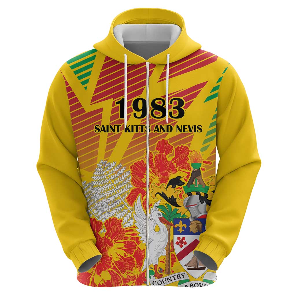 Personalized Saint Kitts and Nevis Poinciana Flowers Hoodie With Coat Of Arms LT18