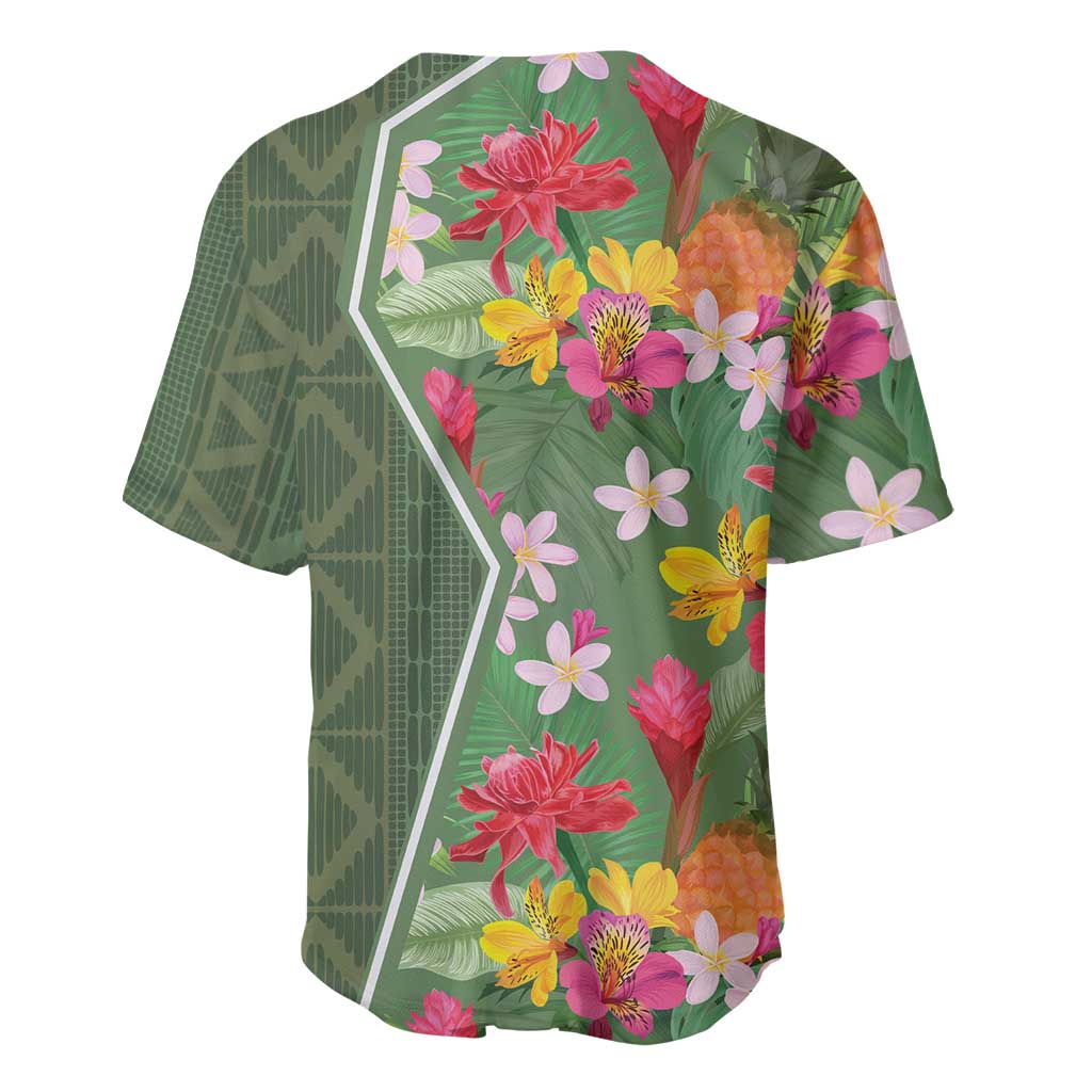 Afro Tropical Flowers Baseball Jersey Green Version LT18