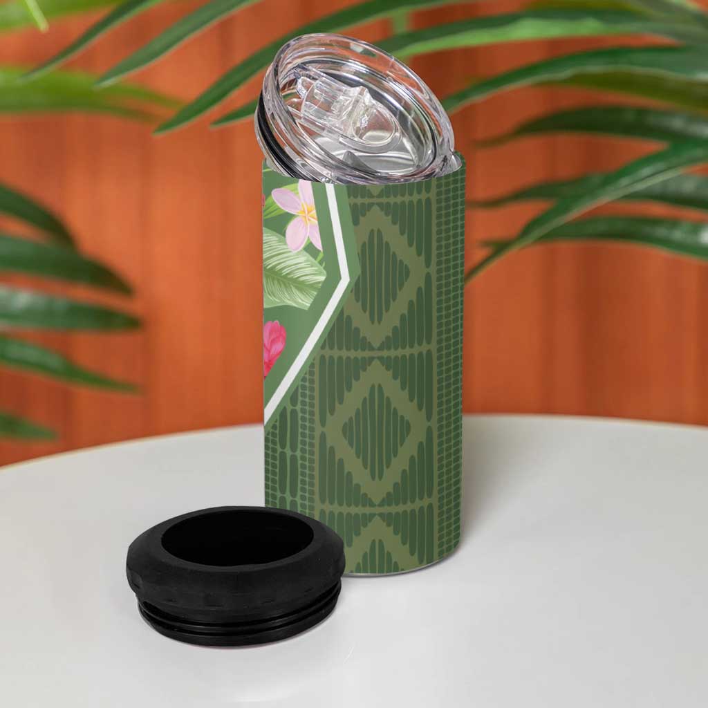 Afro Tropical Flowers 4 in 1 Can Cooler Tumbler Green Version LT18