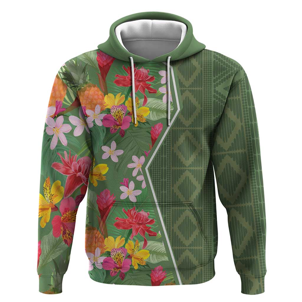 Africa Tropical Flowers Hoodie Green Version LT18