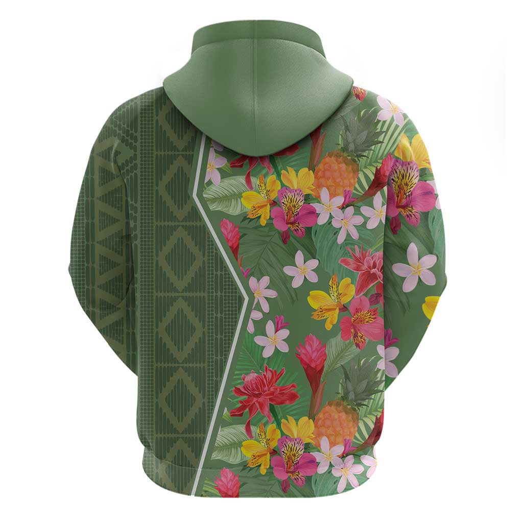 Africa Tropical Flowers Hoodie Green Version LT18