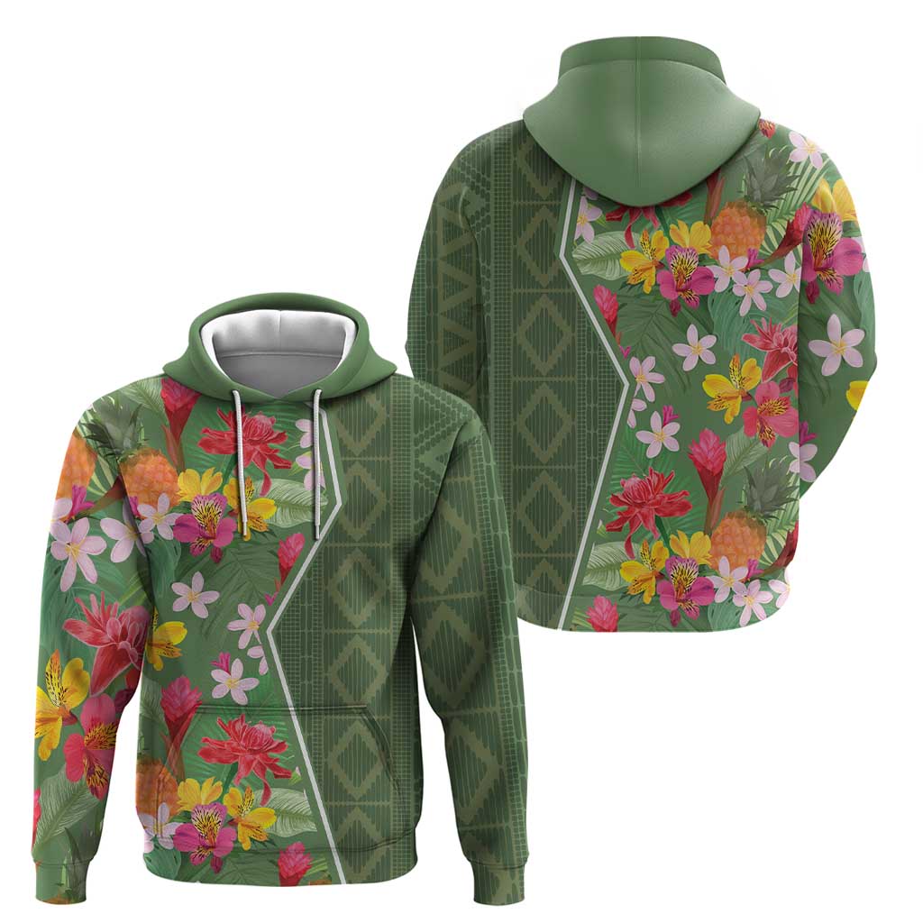 Africa Tropical Flowers Hoodie Green Version LT18