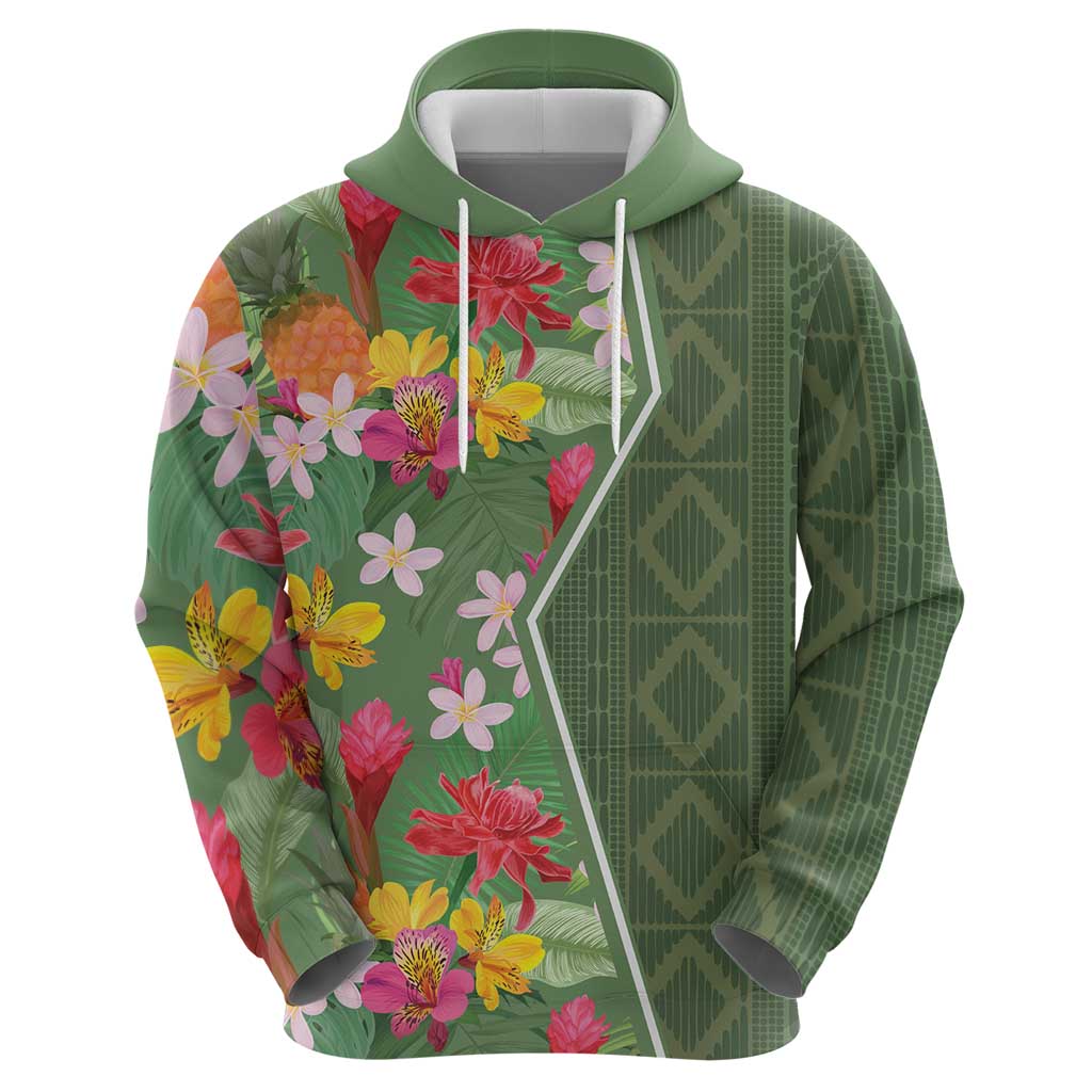 Africa Tropical Flowers Hoodie Green Version LT18