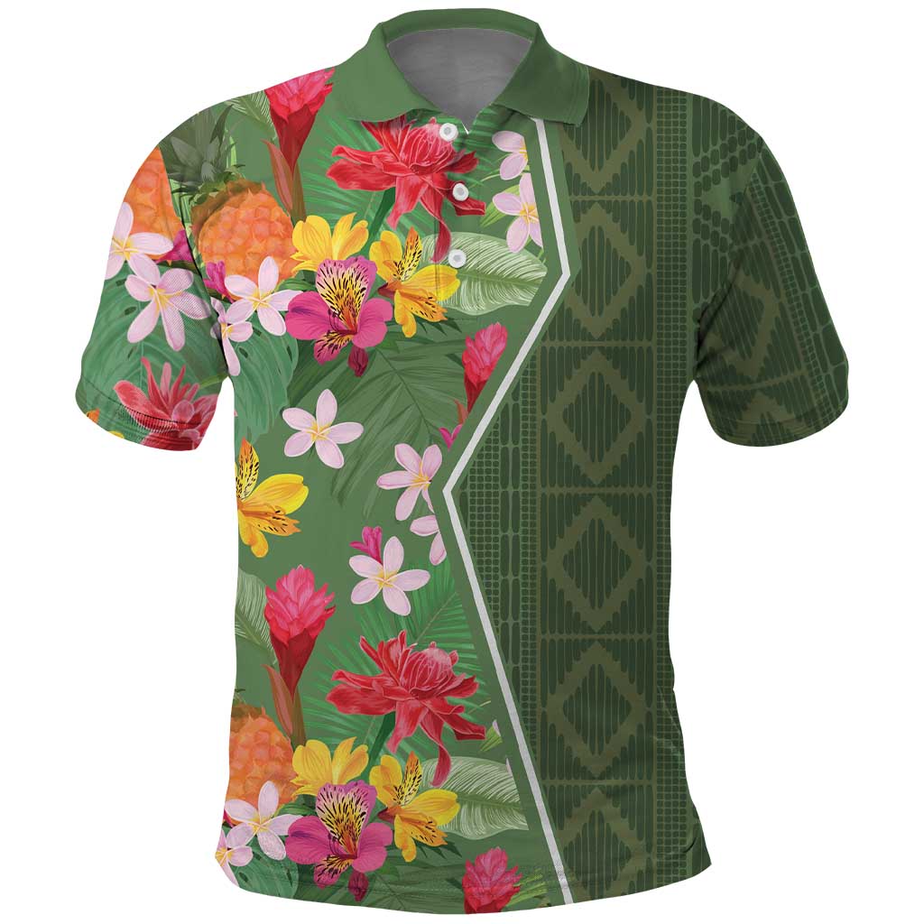 Africa Tropical Flowers Polo Shirt Green Version LT18
