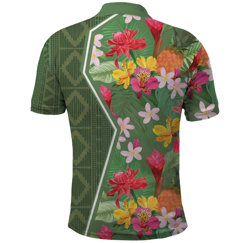 Africa Tropical Flowers Polo Shirt Green Version LT18