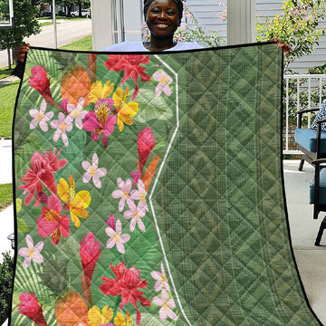 Afro Tropical Flowers Quilt Green Version LT18
