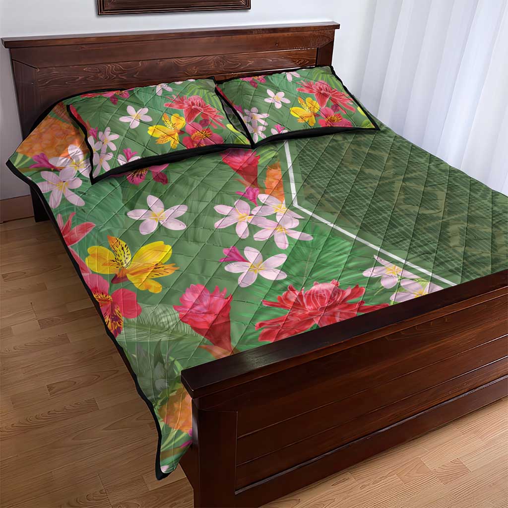 Afro Tropical Flowers Quilt Bed Set Green Version LT18