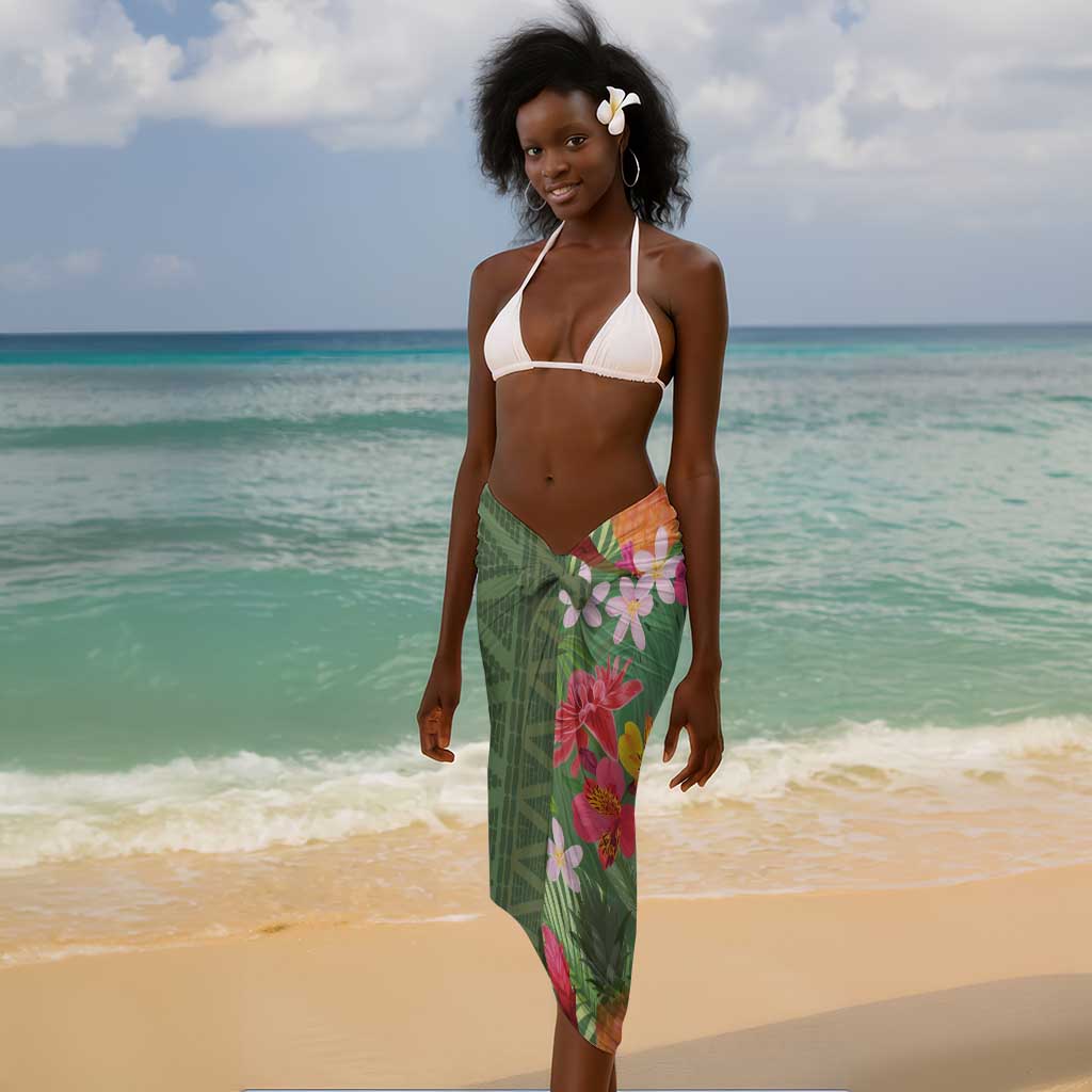 Afro Tropical Flowers Sarong Green Version LT18