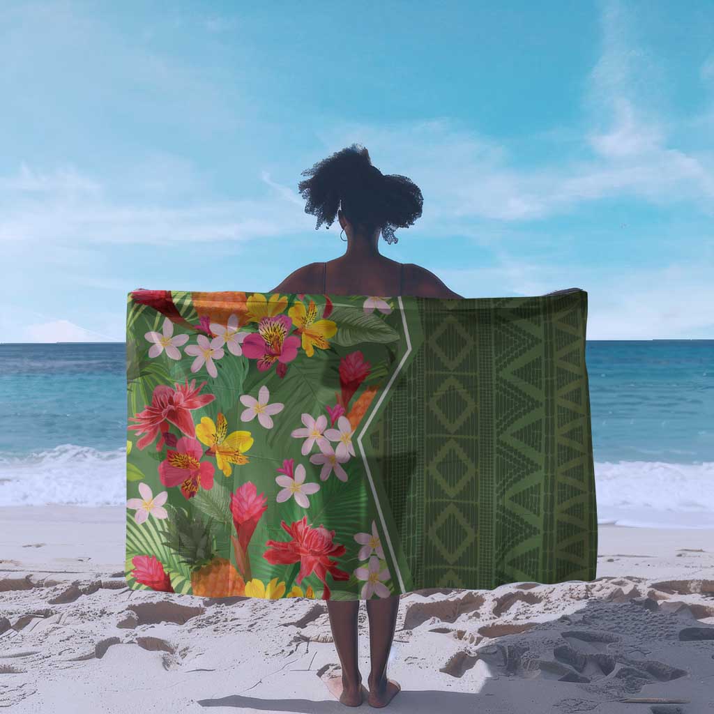 Afro Tropical Flowers Sarong Green Version LT18