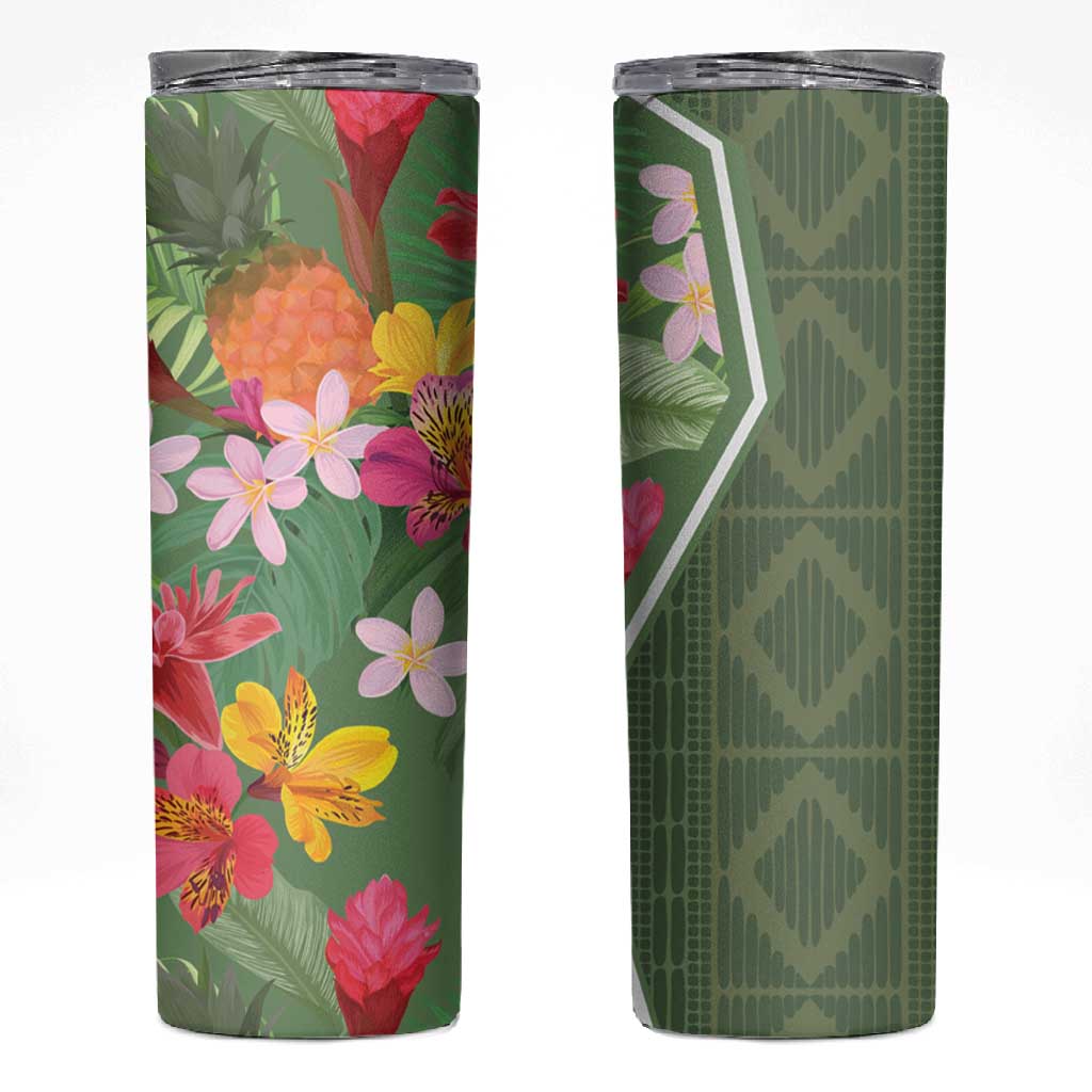 Afro Tropical Flowers Skinny Tumbler Green Version LT18