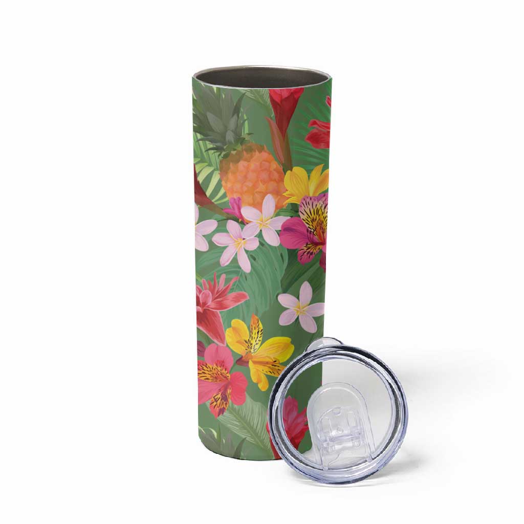 Afro Tropical Flowers Skinny Tumbler Green Version LT18