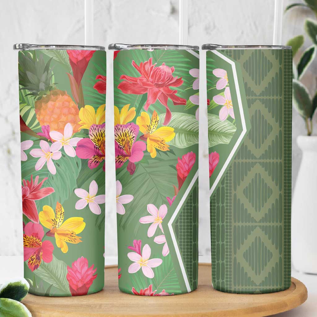 Afro Tropical Flowers Skinny Tumbler Green Version LT18