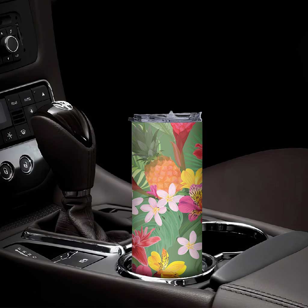 Afro Tropical Flowers Skinny Tumbler Green Version LT18
