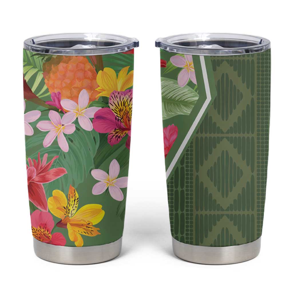 Afro Tropical Flowers Tumbler Cup Green Version LT18