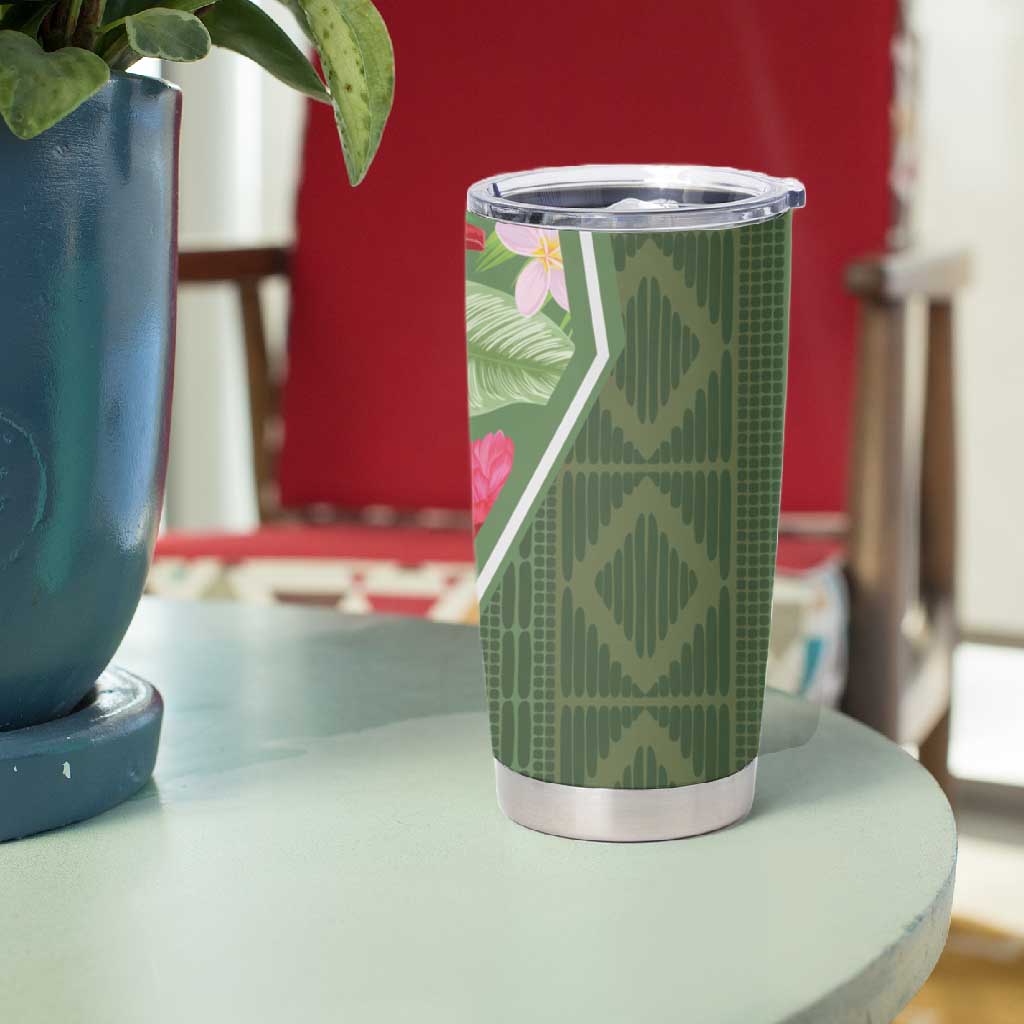 Afro Tropical Flowers Tumbler Cup Green Version LT18