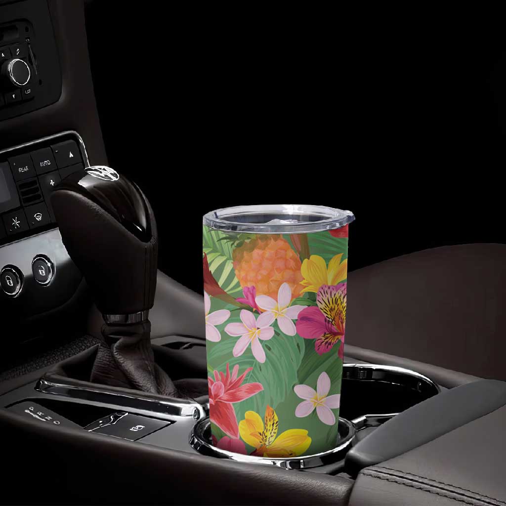 Afro Tropical Flowers Tumbler Cup Green Version LT18