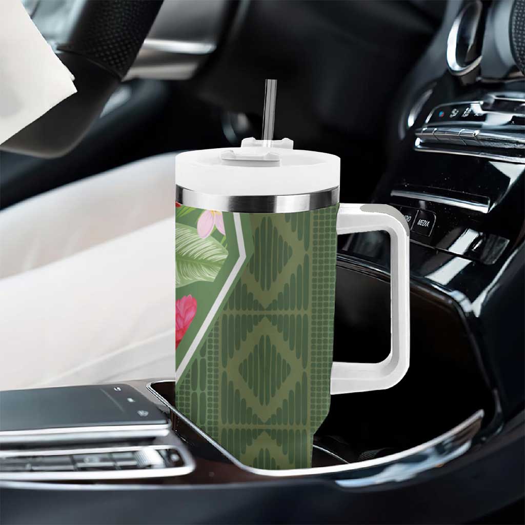 Afro Tropical Flowers Tumbler With Handle Green Version LT18