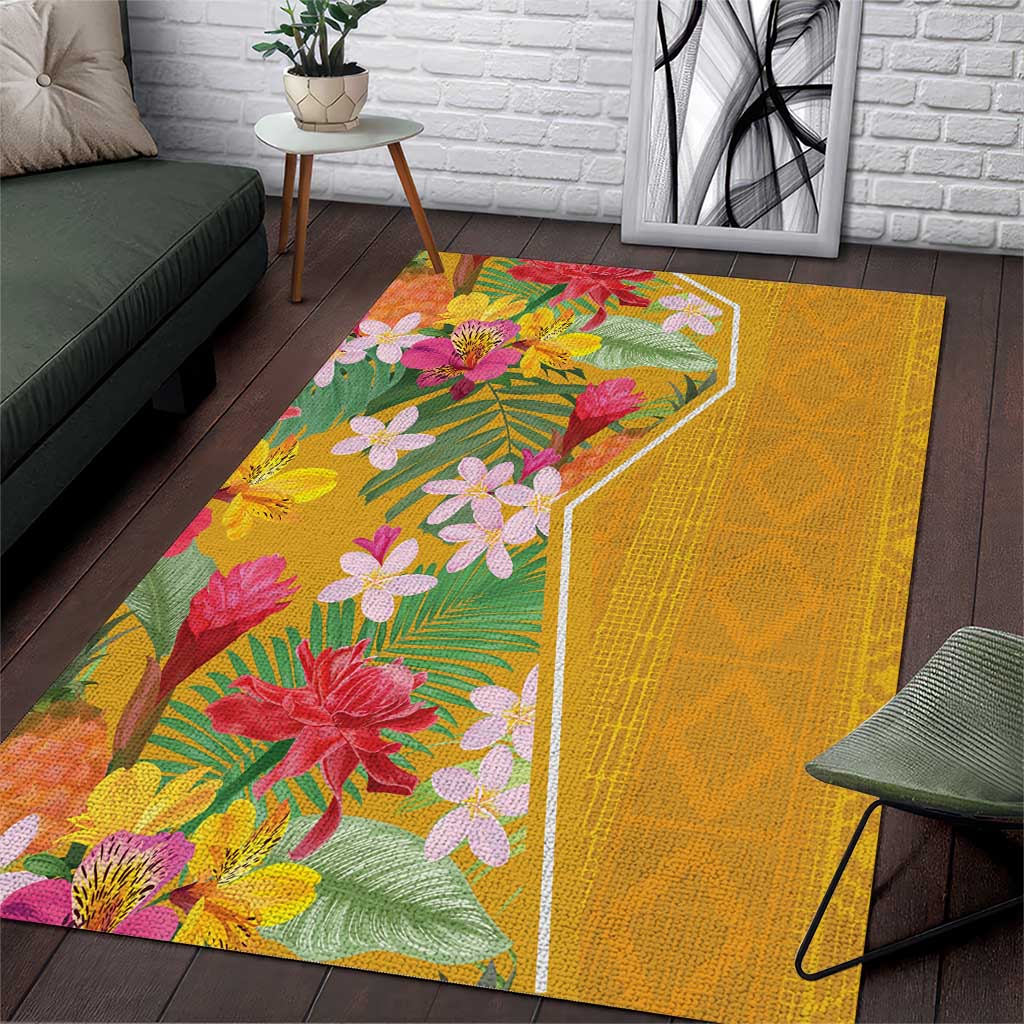 Afro Tropical Flowers Area Rug Yellow Version LT18