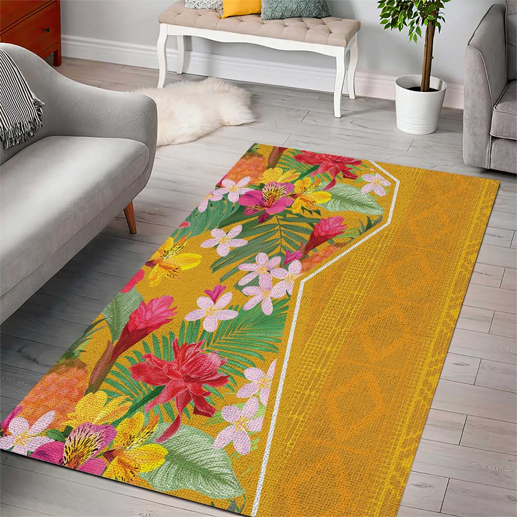 Afro Tropical Flowers Area Rug Yellow Version LT18