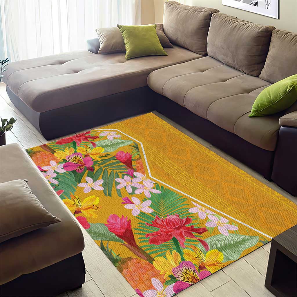 Afro Tropical Flowers Area Rug Yellow Version LT18