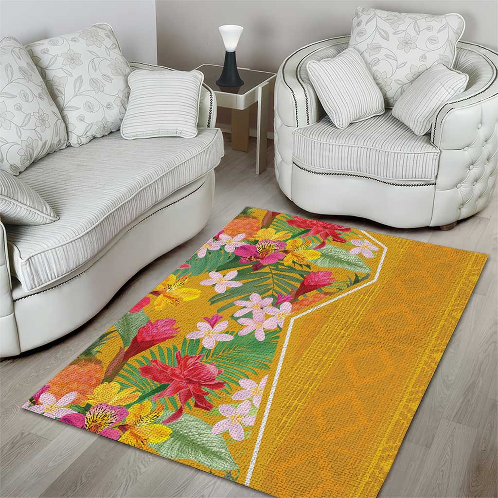 Afro Tropical Flowers Area Rug Yellow Version LT18