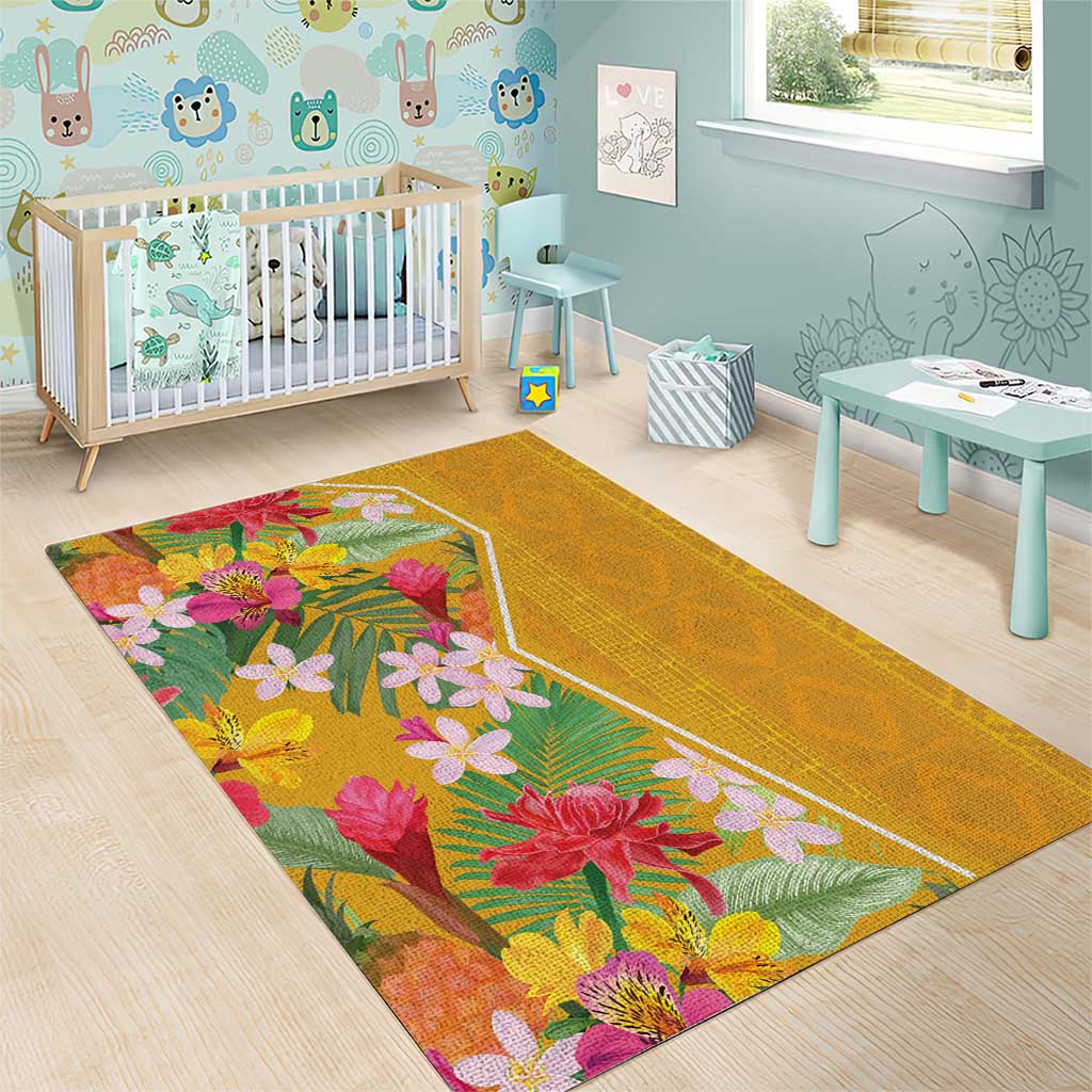 Afro Tropical Flowers Area Rug Yellow Version LT18