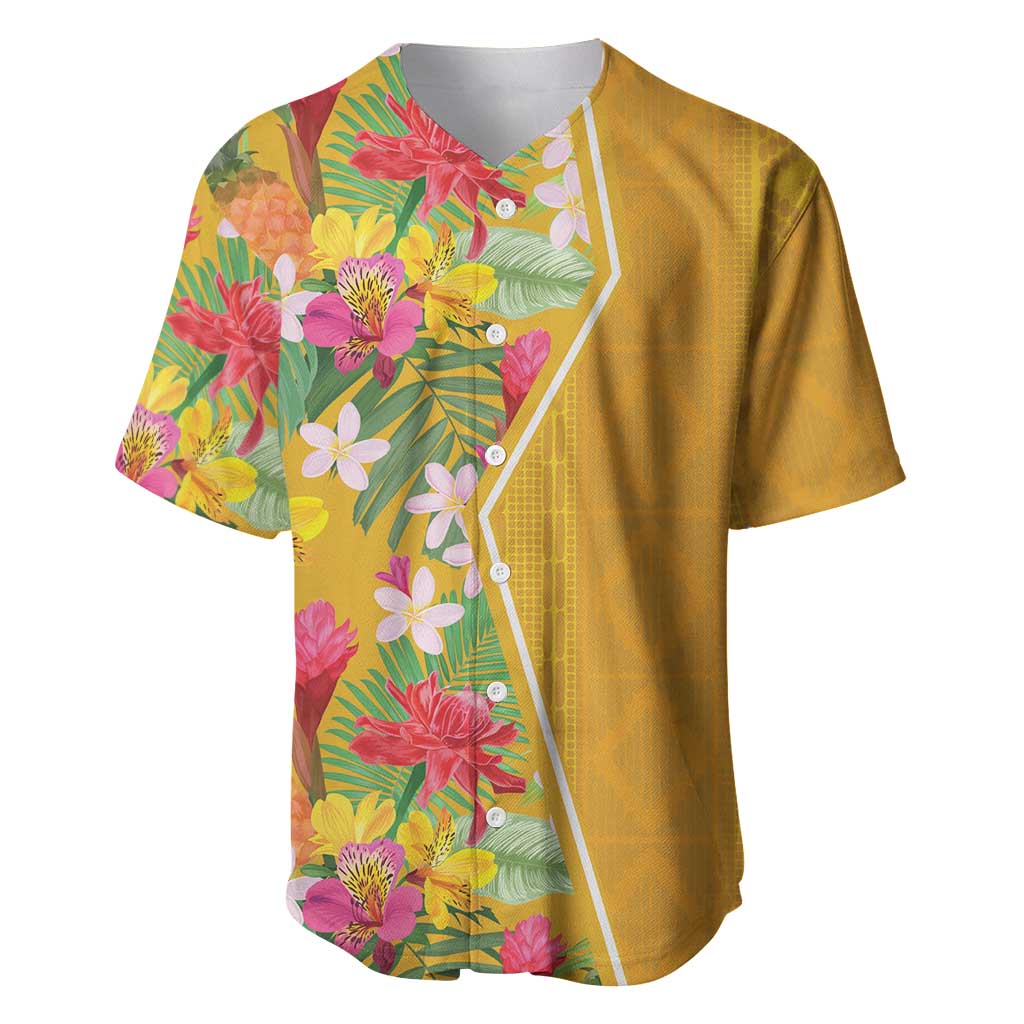 Afro Tropical Flowers Baseball Jersey Yellow Version LT18