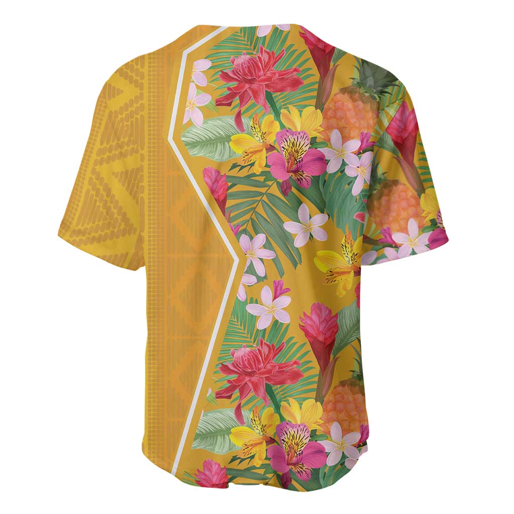 Afro Tropical Flowers Baseball Jersey Yellow Version LT18
