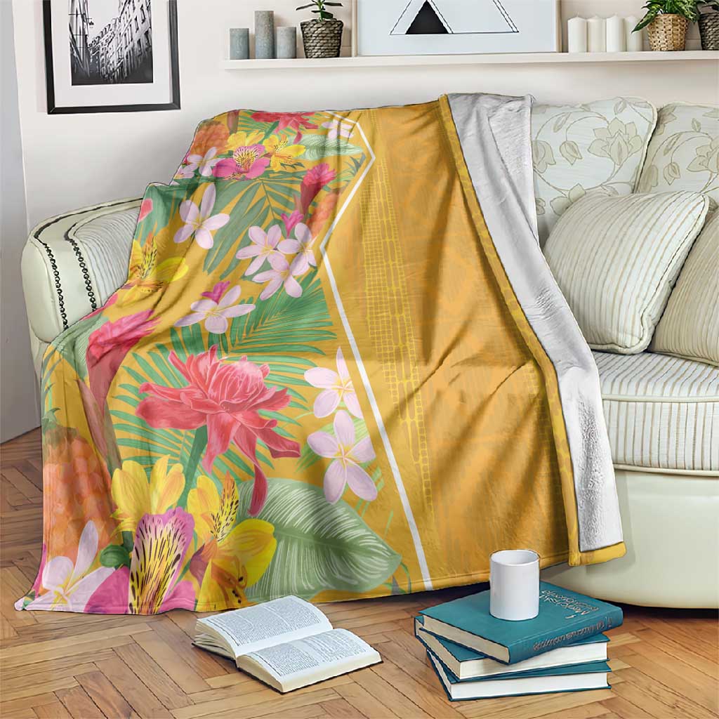 Afro Tropical Flowers Blanket Yellow Version LT18