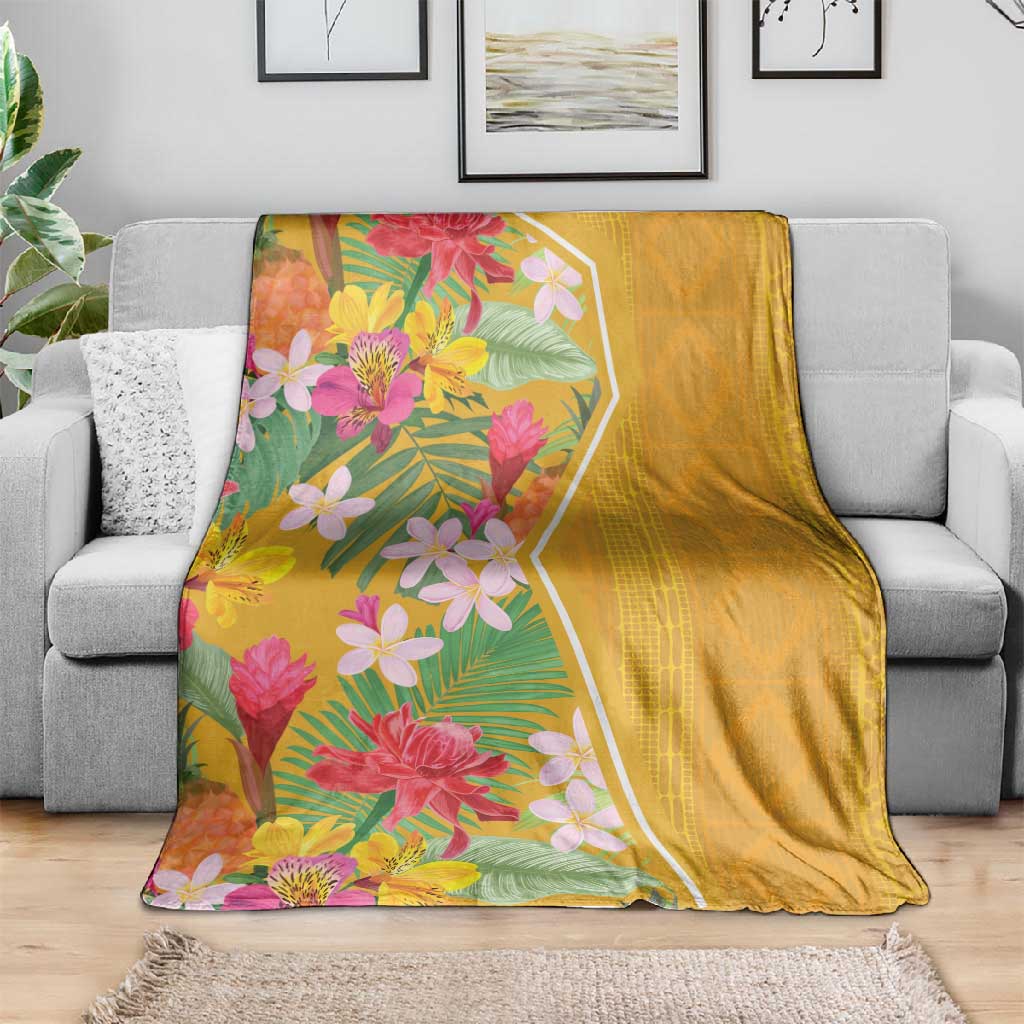Afro Tropical Flowers Blanket Yellow Version LT18
