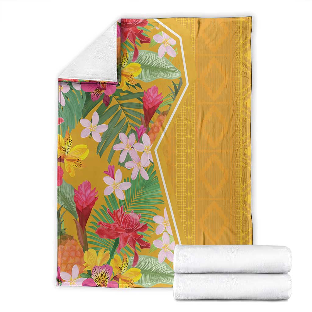 Afro Tropical Flowers Blanket Yellow Version LT18