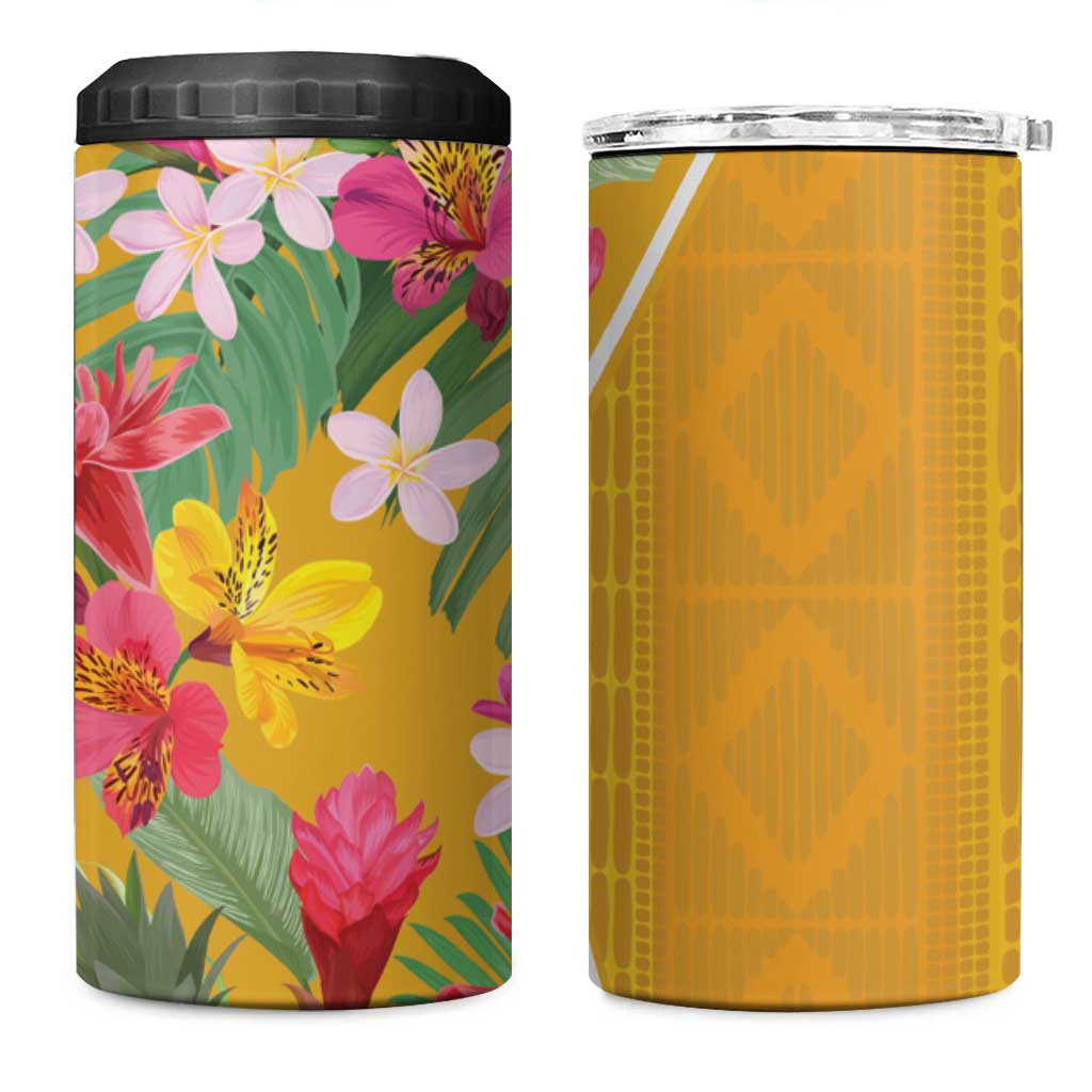 Afro Tropical Flowers 4 in 1 Can Cooler Tumbler Yellow Version LT18