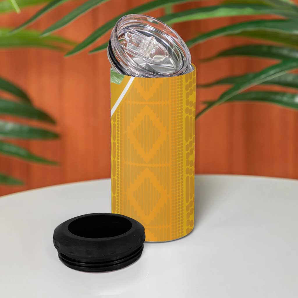 Afro Tropical Flowers 4 in 1 Can Cooler Tumbler Yellow Version LT18
