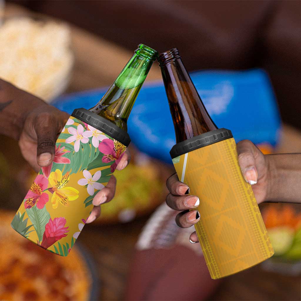 Afro Tropical Flowers 4 in 1 Can Cooler Tumbler Yellow Version LT18