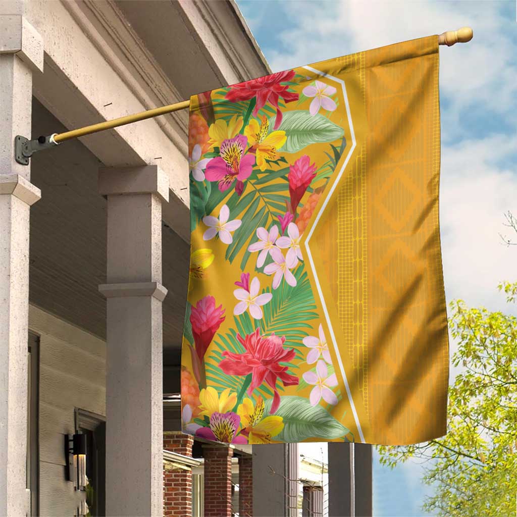 Afro Tropical Flowers Garden Flag Yellow Version LT18