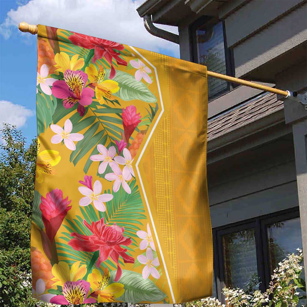 Afro Tropical Flowers Garden Flag Yellow Version LT18