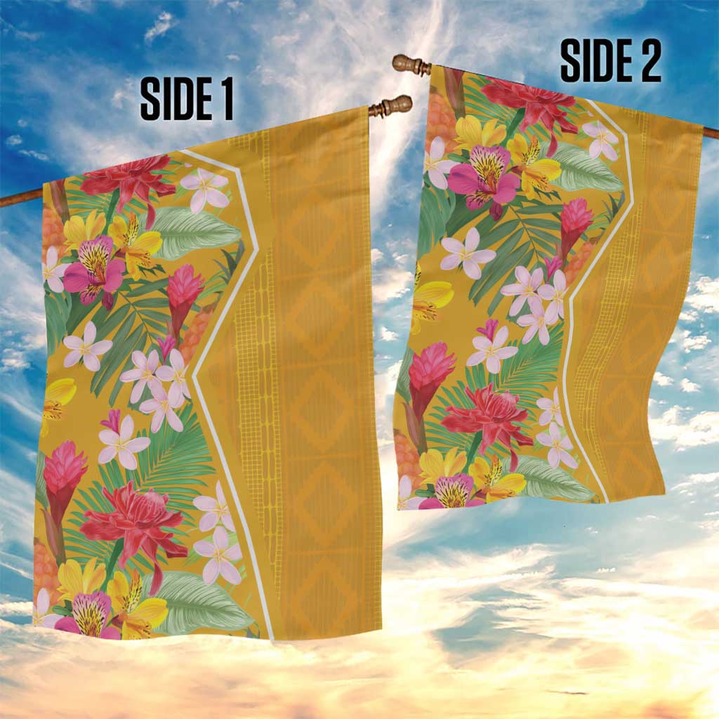 Afro Tropical Flowers Garden Flag Yellow Version LT18