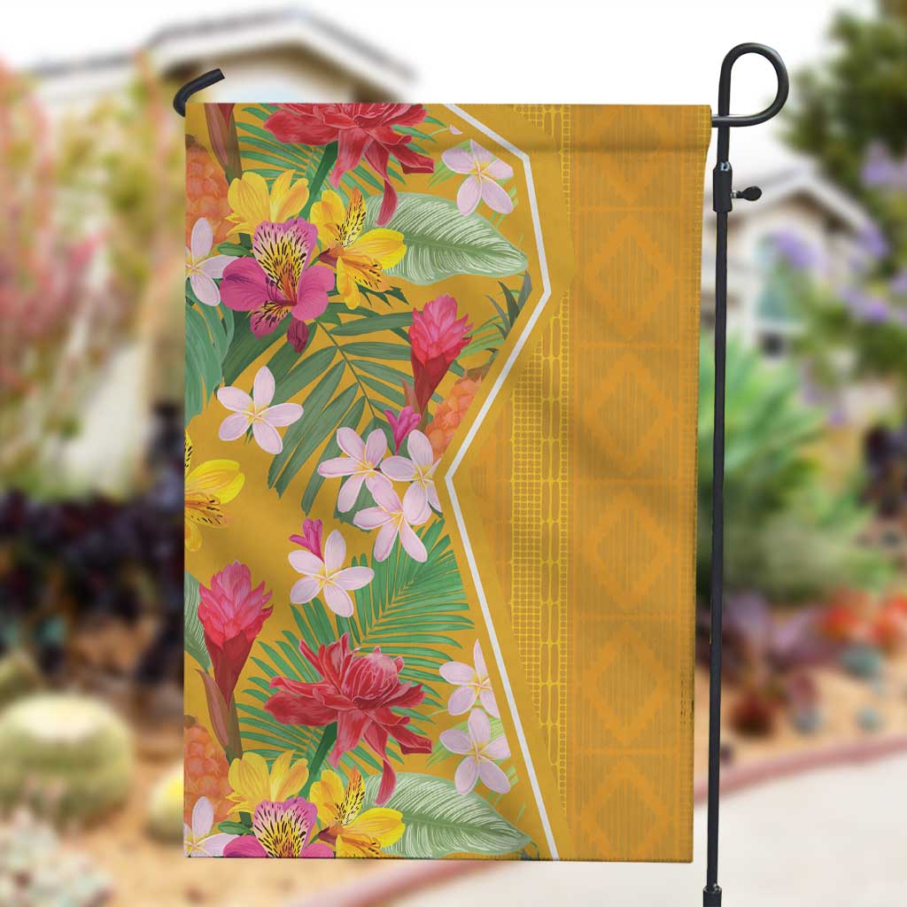 Afro Tropical Flowers Garden Flag Yellow Version LT18