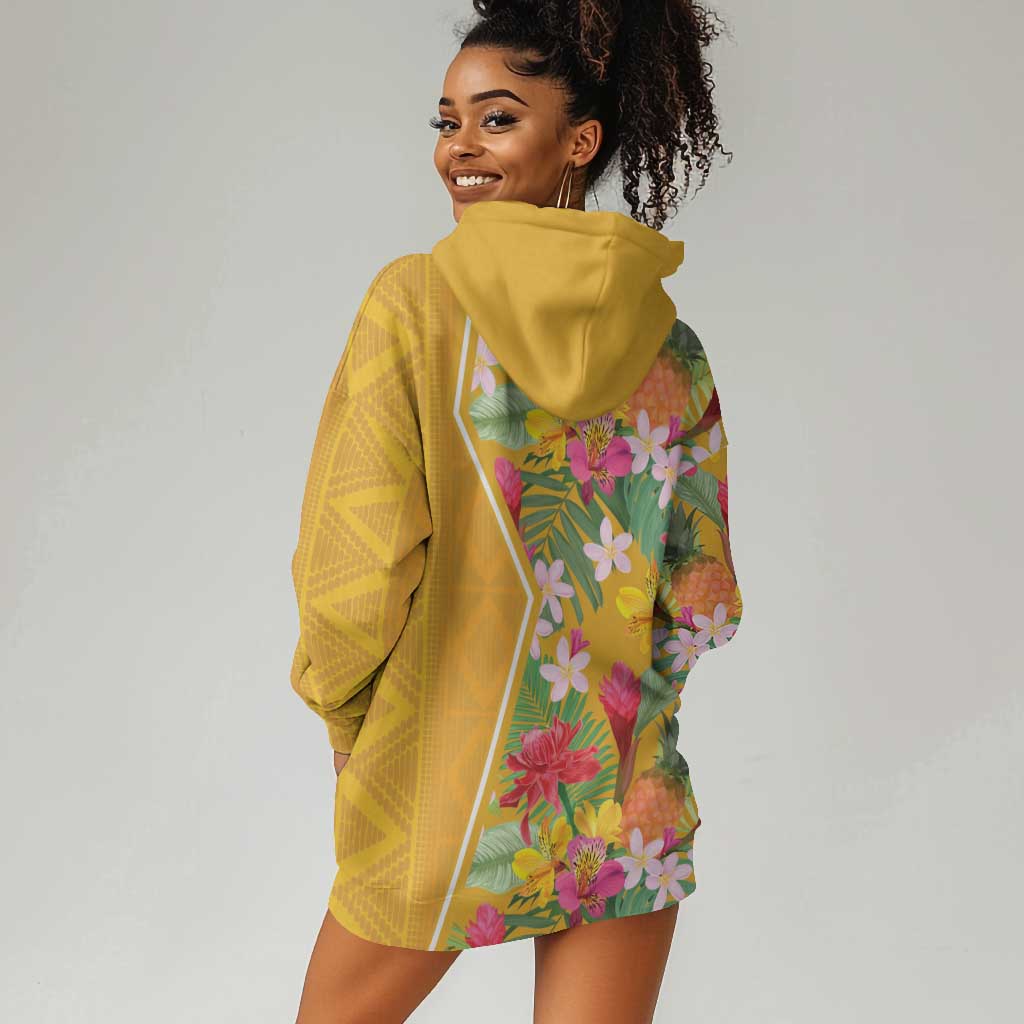 Afro Tropical Flowers Hoodie Dress Yellow Version LT18