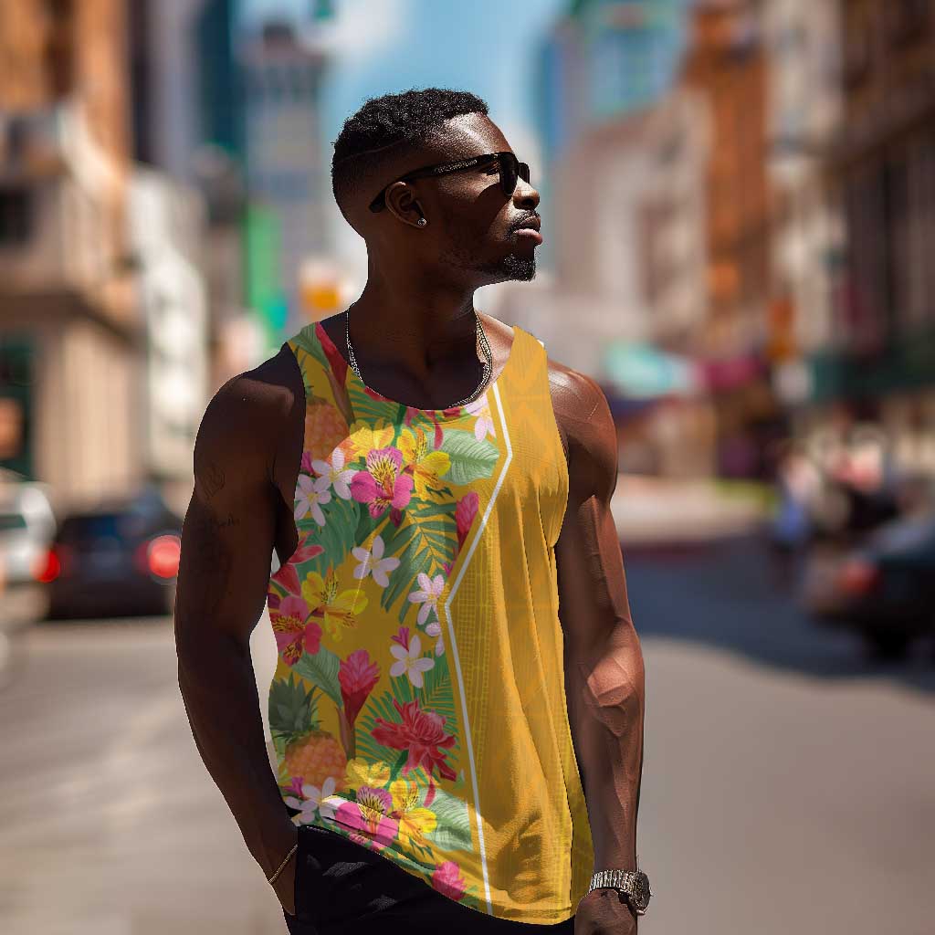 Afro Tropical Flowers Men Tank Top Yellow Version LT18