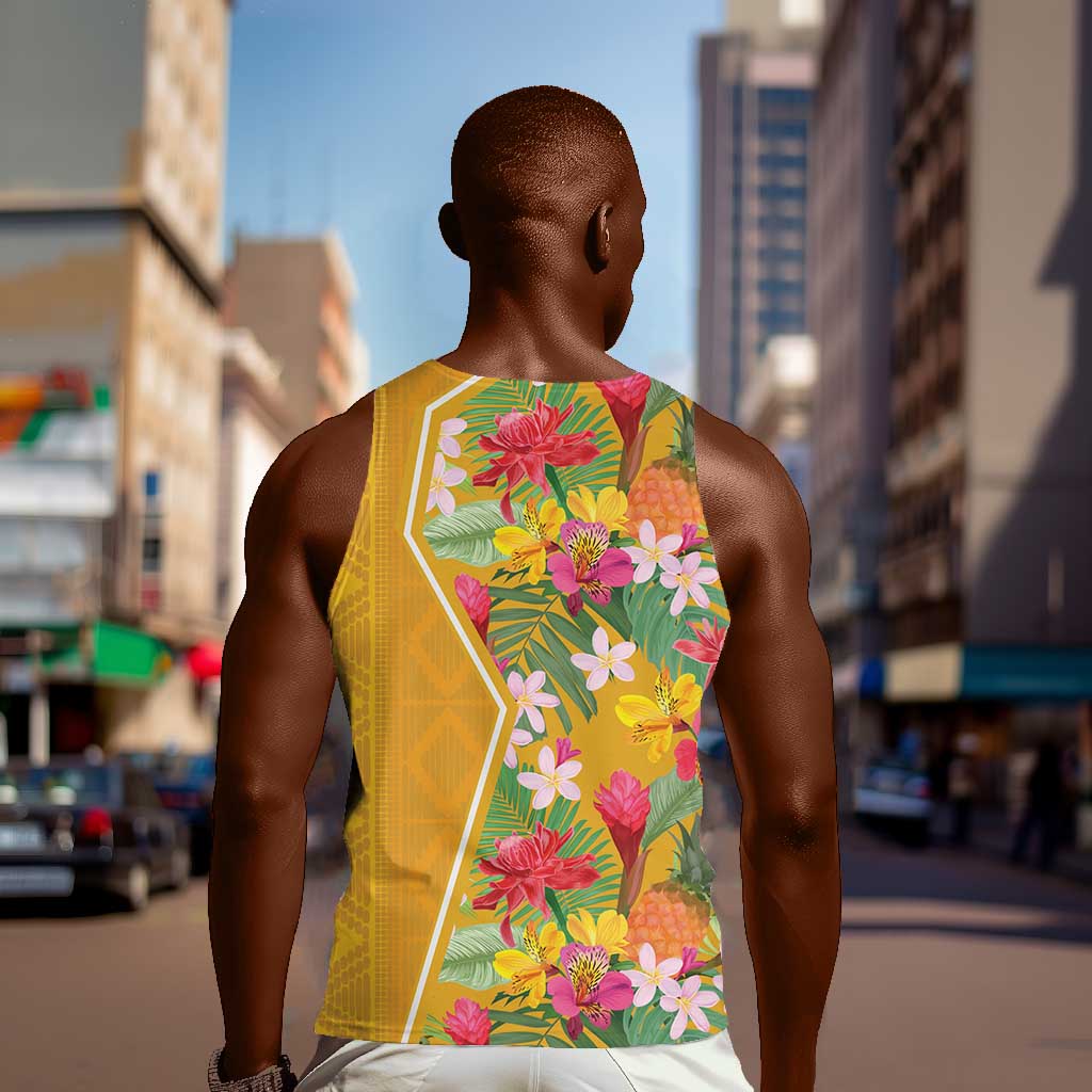 Afro Tropical Flowers Men Tank Top Yellow Version LT18