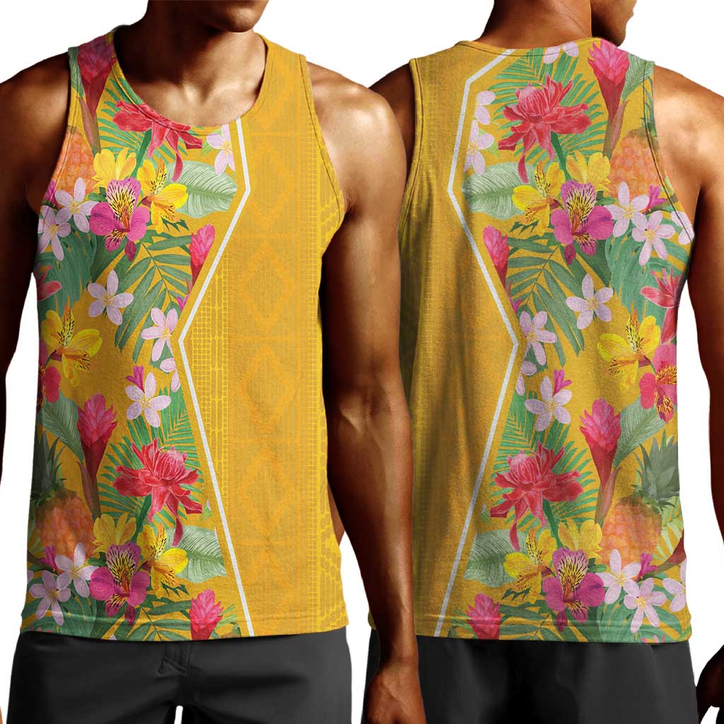 Afro Tropical Flowers Men Tank Top Yellow Version LT18