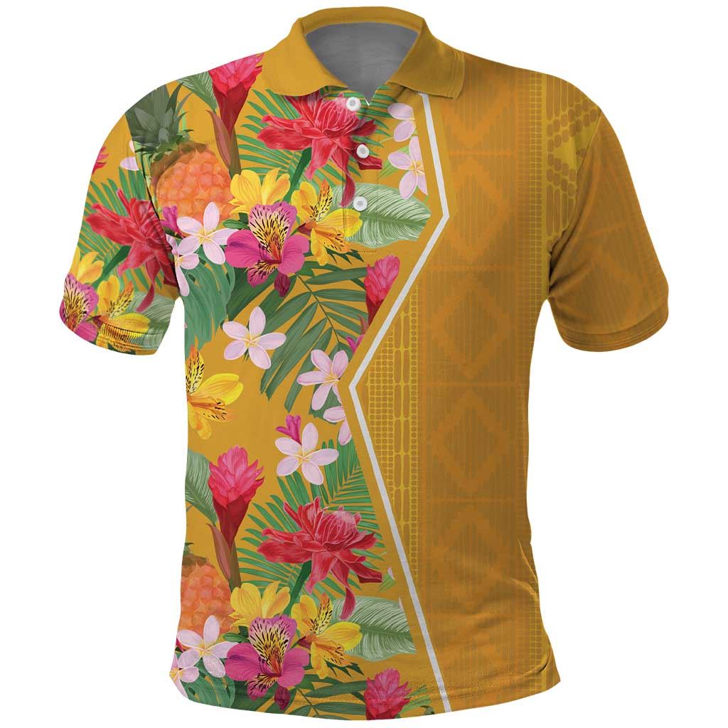 Africa Tropical Flowers Polo Shirt Yellow Version LT18