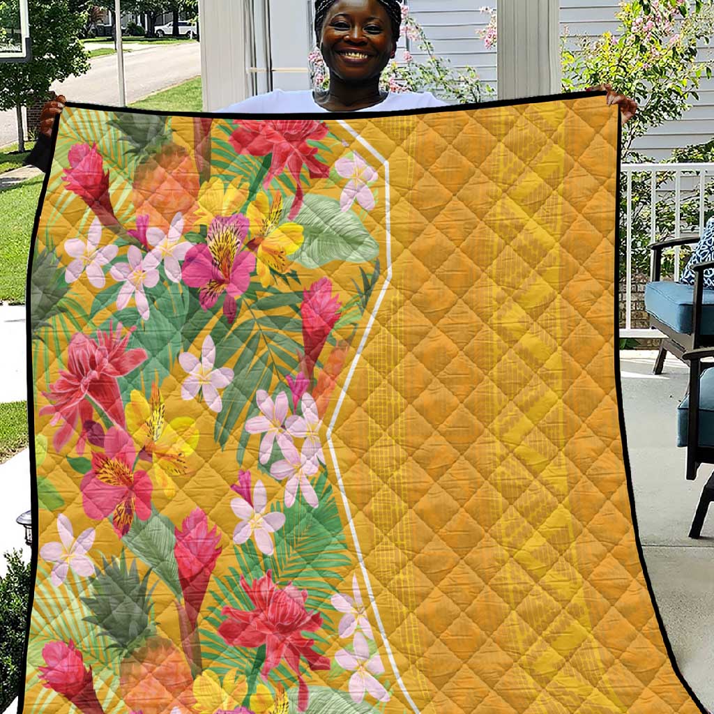 Afro Tropical Flowers Quilt Yellow Version LT18