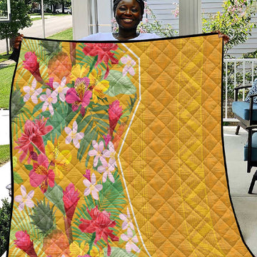 Afro Tropical Flowers Quilt Yellow Version LT18